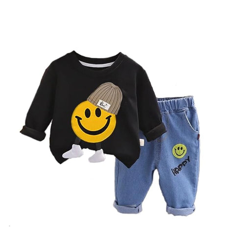 Kids Happy Face With 3D Leg T-shirt & Jeans Set