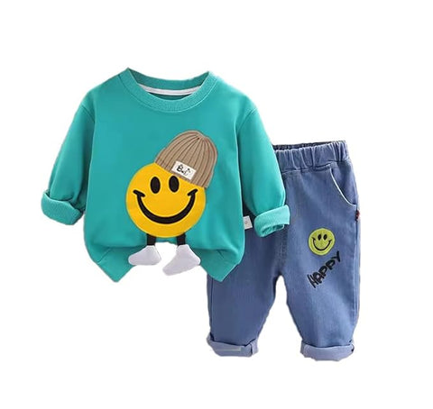 Kids Happy Face With 3D Leg T-shirt & Jeans Set