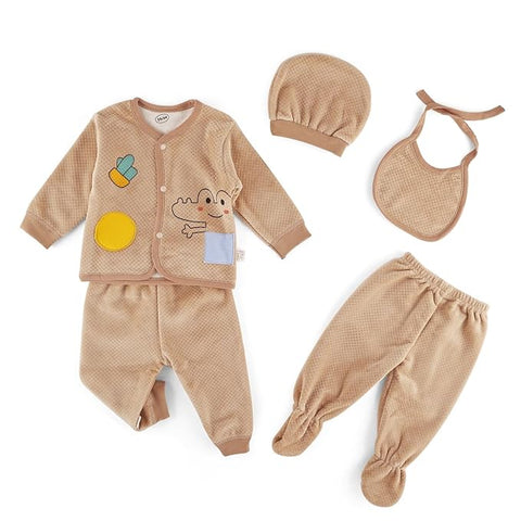 Newborn Soft Warm Winter Little Dinosaur 5 Piece Gift Set for Baby Boy & Girl