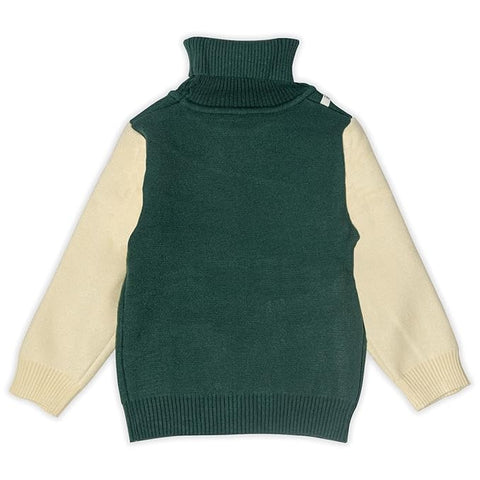 Kid's Full Sleeve Turtleneck Warm Wool Party Sweater Pullover Hi Neck with Cartoon Patch