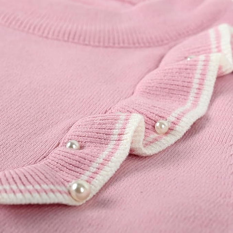 Girl's Winter Full Sleeve Woolen Warm Sweatshirt Tunic Dress with Detachable Brooch