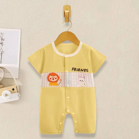 Half Sleeve Pure Cotton Cartoon Printed Onesie Romper Bodysuit for Newborn to Infant Kids