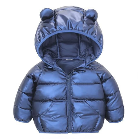 Kids Cartoon LED Light Patch Shiny Sparkling Quilted Winter Kid's Warm Hood Puffer Bomber Jacket for Infant Toddler Boys & Girls