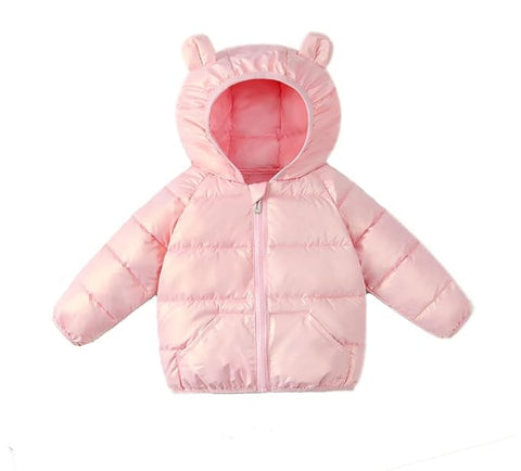 Kids Cartoon LED Light Patch Shiny Sparkling Quilted Winter Kid's Warm Hood Puffer Bomber Jacket for Infant Toddler Boys & Girls