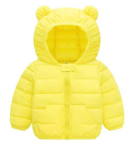Kids Cartoon LED Light Patch Shiny Sparkling Quilted Winter Kid's Warm Hood Puffer Bomber Jacket for Infant Toddler Boys & Girls