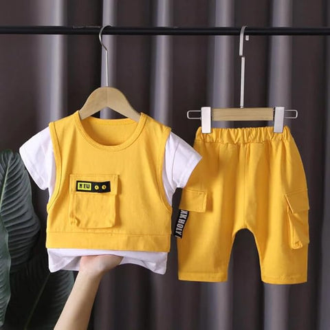 Half Sleeve Cotton T-Shirt and Shorts Smart Casual Clothing Set for Boys