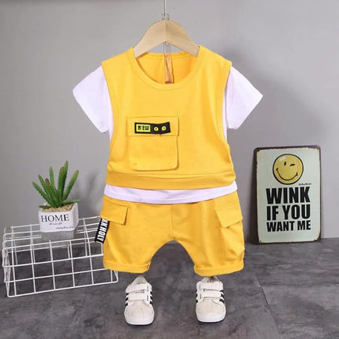 Half Sleeve Cotton T-Shirt and Shorts Smart Casual Clothing Set for Boys