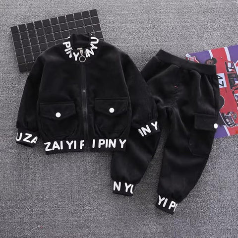 Kids Full Sleeve Zipper Sweatshirt & Jogger Pant Winter Clothing Set