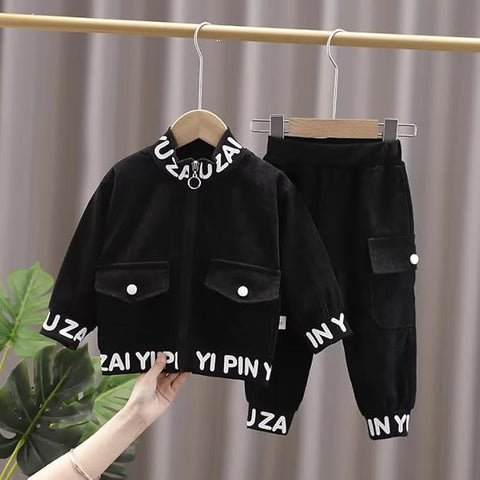 Kids Full Sleeve Zipper Sweatshirt & Jogger Pant Winter Clothing Set