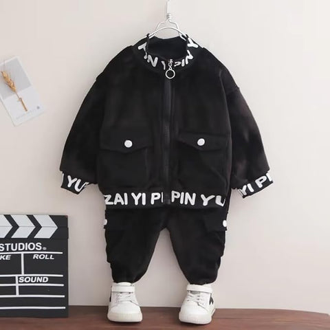 Kids Full Sleeve Zipper Sweatshirt & Jogger Pant Winter Clothing Set