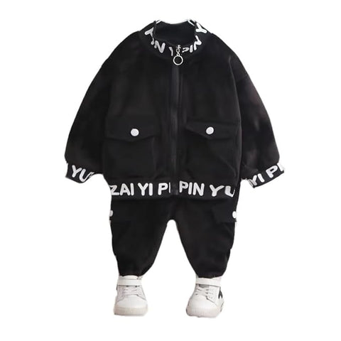 Kids Full Sleeve Zipper Sweatshirt & Jogger Pant Winter Clothing Set