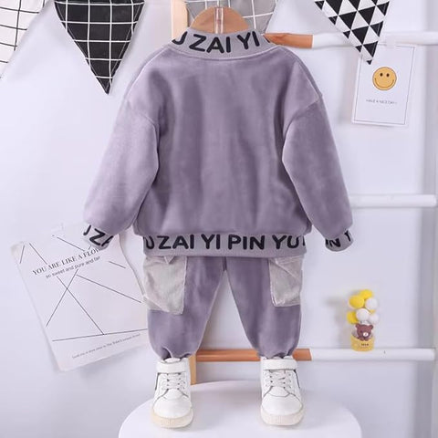 Kids Full Sleeve Zipper Sweatshirt & Jogger Pant Winter Clothing Set