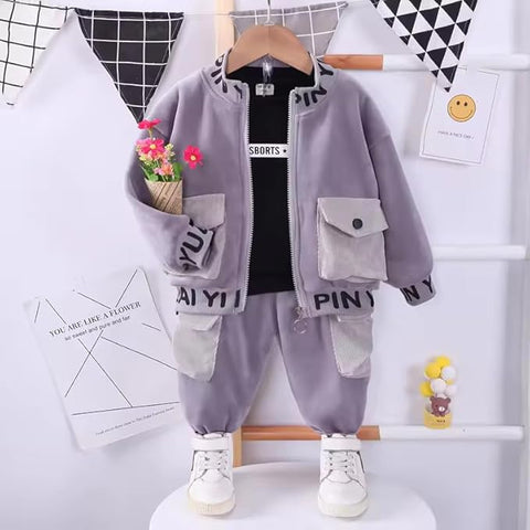 Kids Full Sleeve Zipper Sweatshirt & Jogger Pant Winter Clothing Set