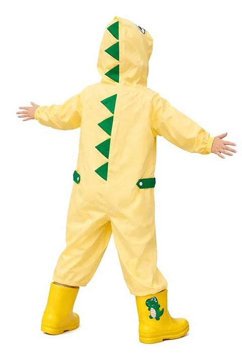 Kids Cute Dino Hooded Rain Suit
