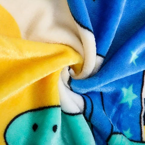 Dinosaur Print Warm Fur Large Kid's Single Ply Fleece Flannel Blanket Wrap Swaddle for Newborn Infant Toddler Baby Boy Girl