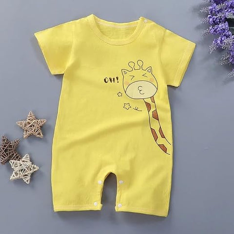 Half Sleeve Pure Cotton Cartoon Printed Onesie Romper Bodysuit for Newborn to Infant Kids