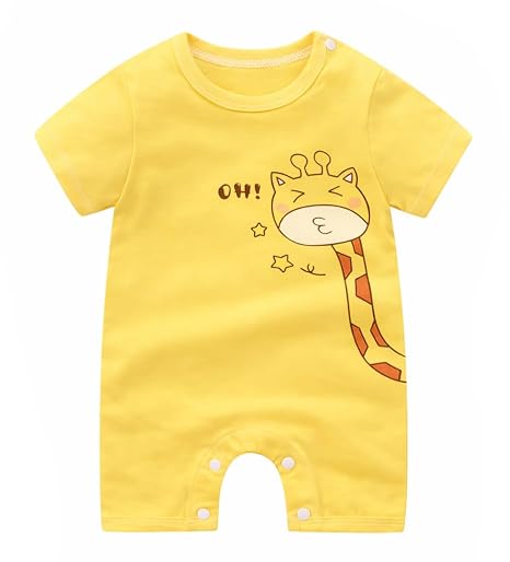 Half Sleeve Pure Cotton Cartoon Printed Onesie Romper Bodysuit for Newborn to Infant Kids