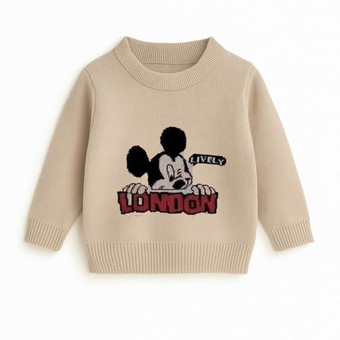 Boys Winter Warm Woolen Cartoon Sweater with Detachable Collar