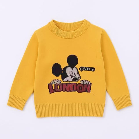 Boys Winter Warm Woolen Cartoon Sweater with Detachable Collar