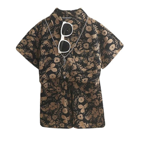 Boys Synthetic Printed Summer Print Semi Half Sleeve Shirt and Shorts Coord Set