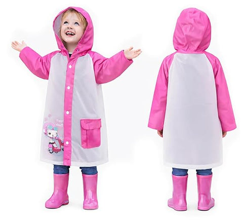 Pink EVA Hooded Raincoat Set