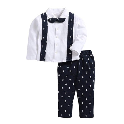 Kids Suspender Style Partywear Shirt Pant and Bow Tie Set