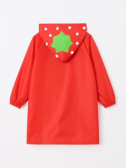 Kids Red Hooded Raincoat