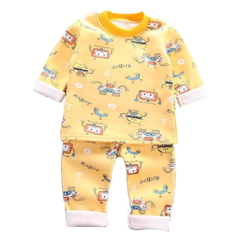 Winter Warm Fleece Kid's Thick Sweatshirt T-shirt and Pajama Clothing Set