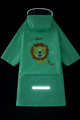 Kids Green Hooded Raincoat
