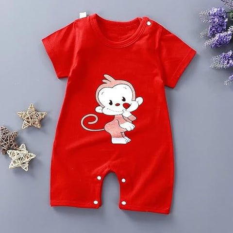 Half Sleeve Pure Cotton Cartoon Printed Onesie Romper Bodysuit for Newborn to Infant Kids