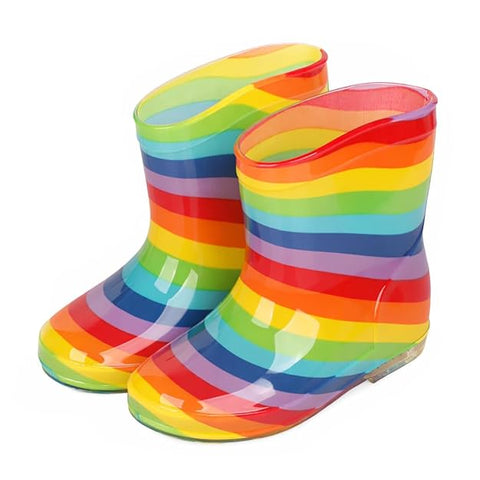 Kids Rainbow Stripe Rain Boots
