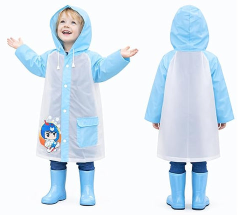 Blue EVA Hooded Raincoat