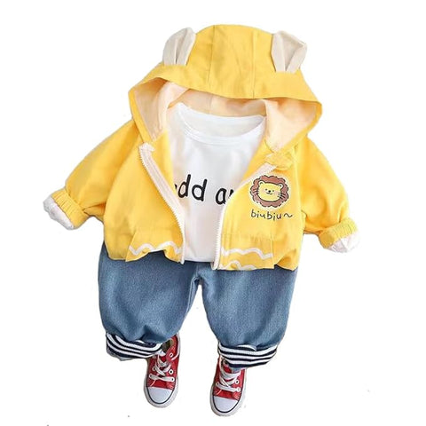 Cartoon Lion 3D Patch 3-Piece Winter Party Dress for Kids