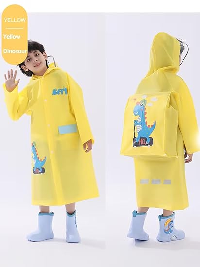 Kids Yellow Dino Raincoat