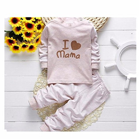 I Love Papa Mama Family Print Full Length Cotton Tshirt Pajama Set for Kids