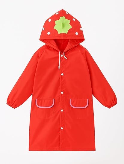 Kids Red Hooded Raincoat