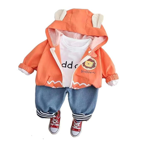 Cartoon Lion 3D Patch 3-Piece Winter Party Dress for Kids