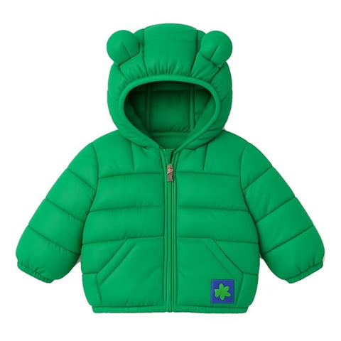 Kids Cartoon LED Light Patch Shiny Sparkling Quilted Winter Kid's Warm Hood Puffer Bomber Jacket for Infant Toddler Boys & Girls