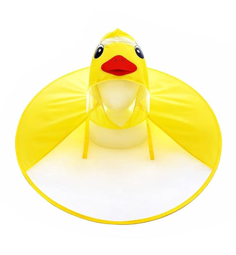 Kids Portable Foldable Hands-Free Waterproof Cute Cartoon Umbrella Hat Raincoat