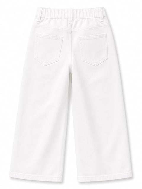 Girls Cotton Twill Wide Leg Pants