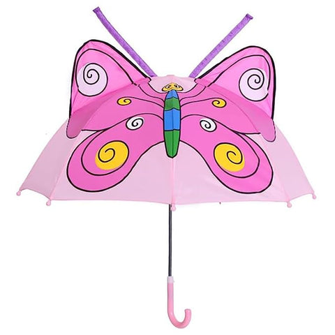 Kid's 3D Pop Up Cartoon Pink Butterfly 🦋 Umbrella ⛱ for Boys Girls Kids Umbrella for Sunny and Rainy Weather