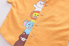 Jungle Friends Printed Short Sleeve Cotton Shirt & Denim Shorts Set for Kids