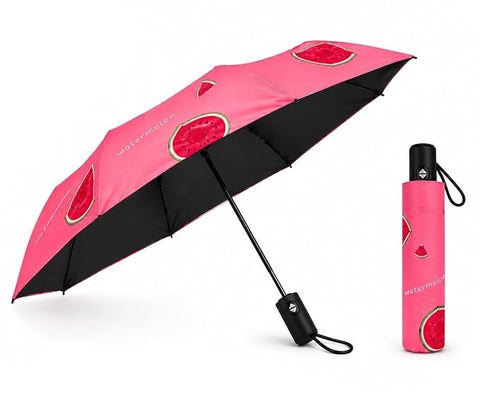 Adult's Watermelon Print 3 Fold Auto Open Close Umbrella for Sun & Rain