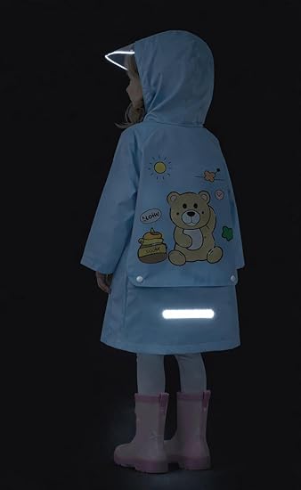 Kids Blue Hooded Raincoat