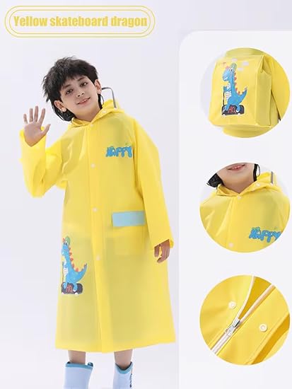 Kids Yellow Dino Raincoat