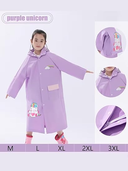 Kids Purple Hooded Raincoat