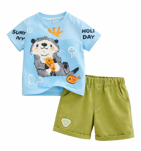 Boys Cartoon Otter Print Co-Ord Set