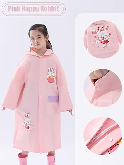 Kids Pink Bunny Raincoat