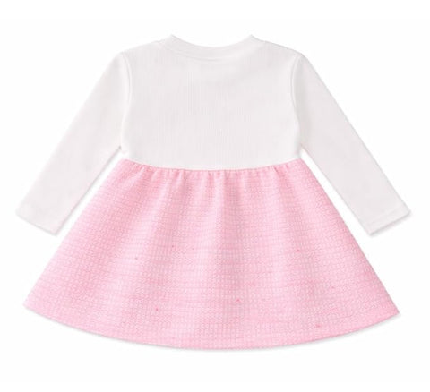 Baby Girls Self-Embroidered Full Sleeve Pinafore Frock Midi Dress T-shirt Tunic Set for Infant Girls