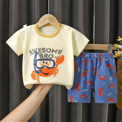 Kids Half Sleeve Cool Casual Cotton T-shirt & Shorts Clothing Set